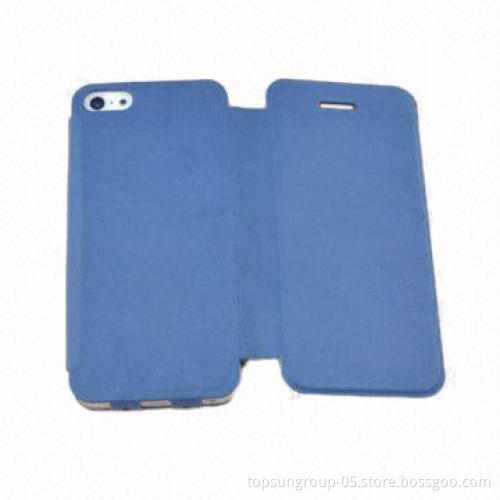 PU Leather Flip Book Case for iPhone 5, Ultra Slim, Comes in Black